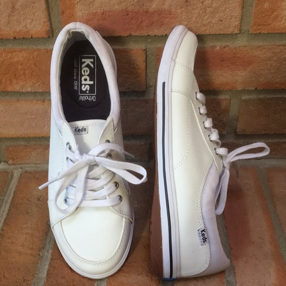 Keds Shoes New Keds Ortholite White Leather Foam Cushioned Lace Up